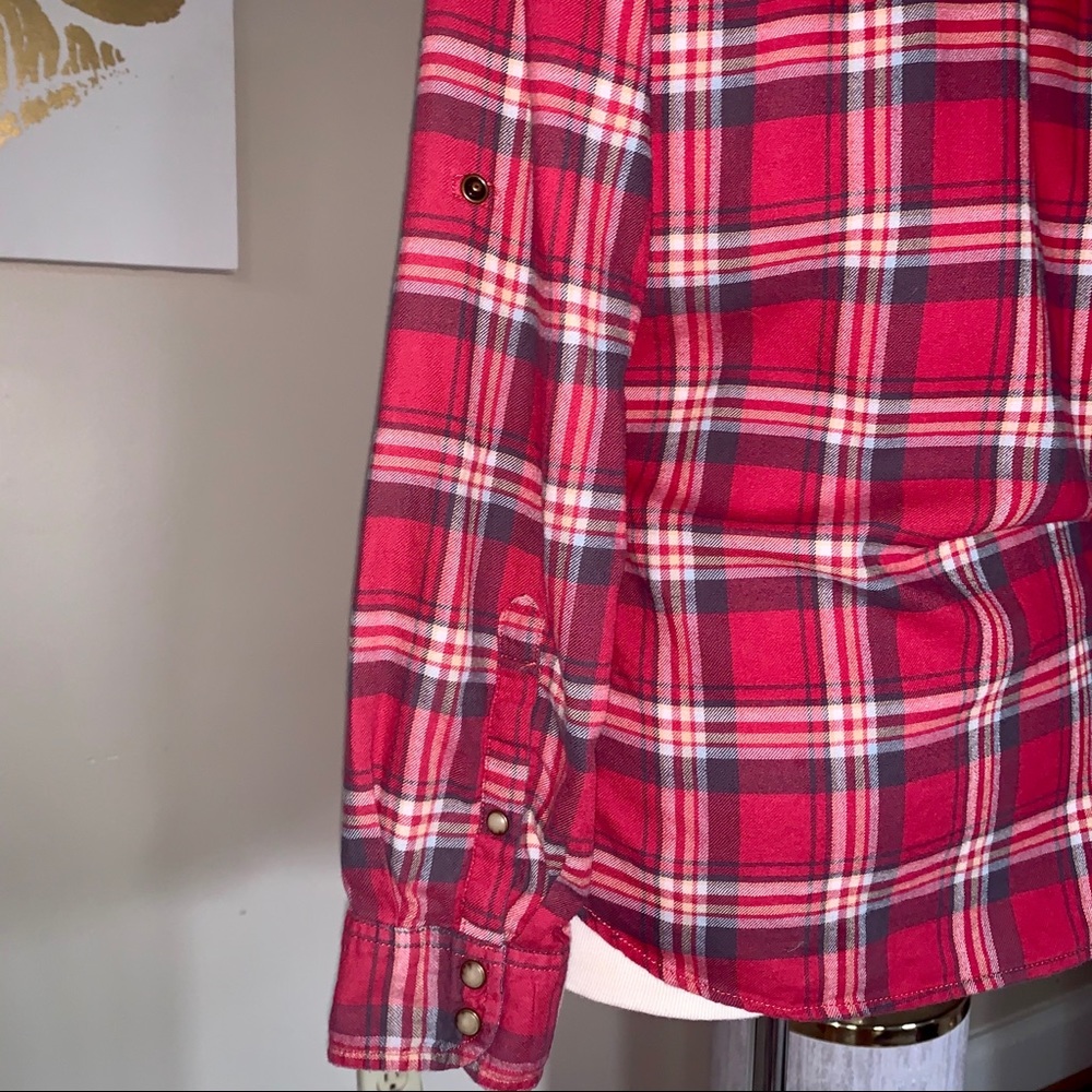 Jach’s Girlfriend Red Plaid Flannel, Size Medium - Picture 4 of 11